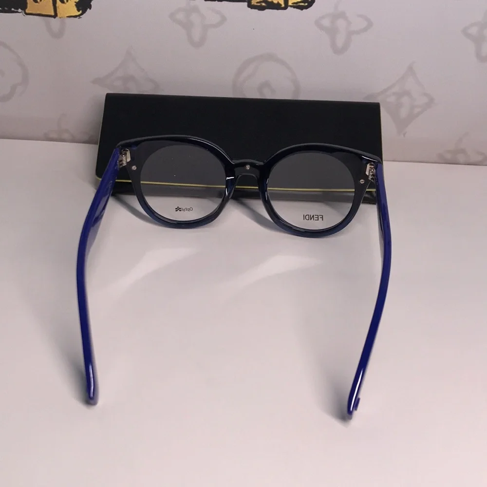 New Authentic Fendi FF0198/F PJP Blue Round Eyeglasses